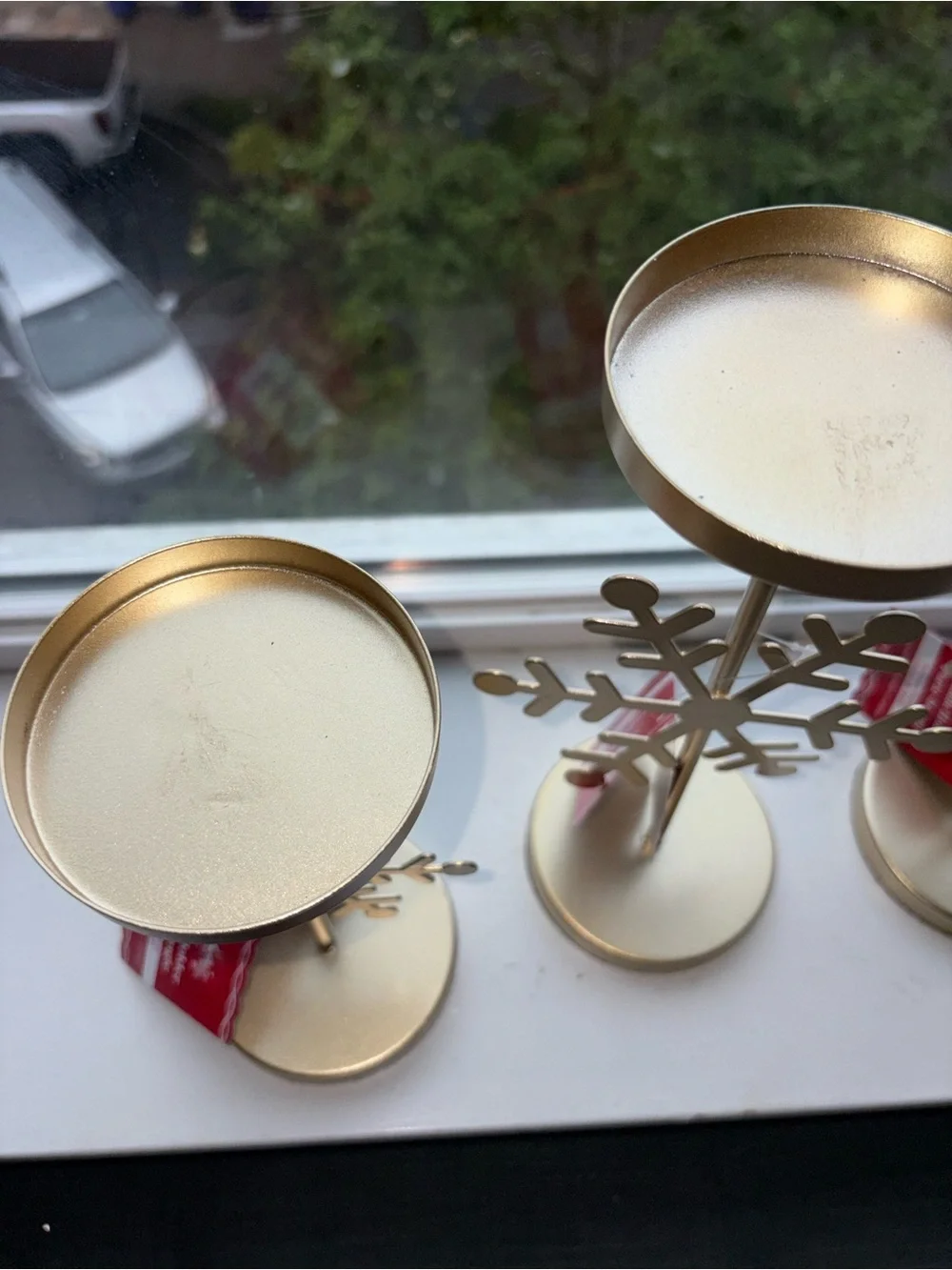 Gold Snowflake Candle Holders - Set of 3